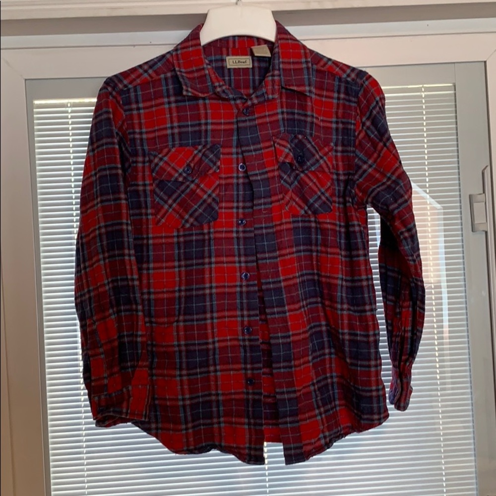 L L Bean Red and Blue Plaid Flannel